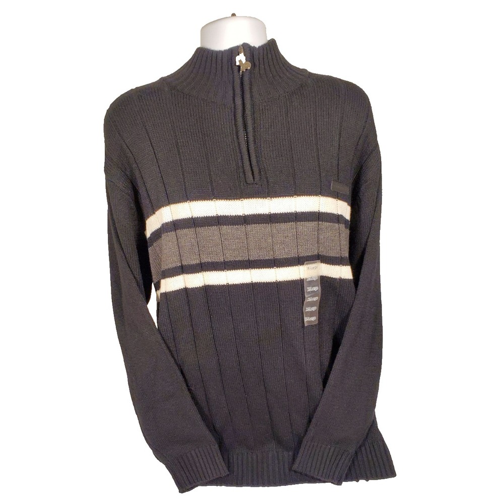 SOUTHPOLE Mens XL Black‎ Sweater Acrylic Knit Quarter-Zip NWT